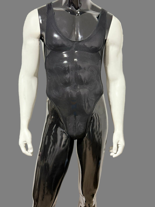NAUGHTY MESH BLACK THONG LEOTARD
