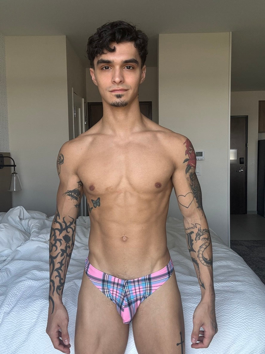 SLUTTY PLAID PINK G-STRING THONG