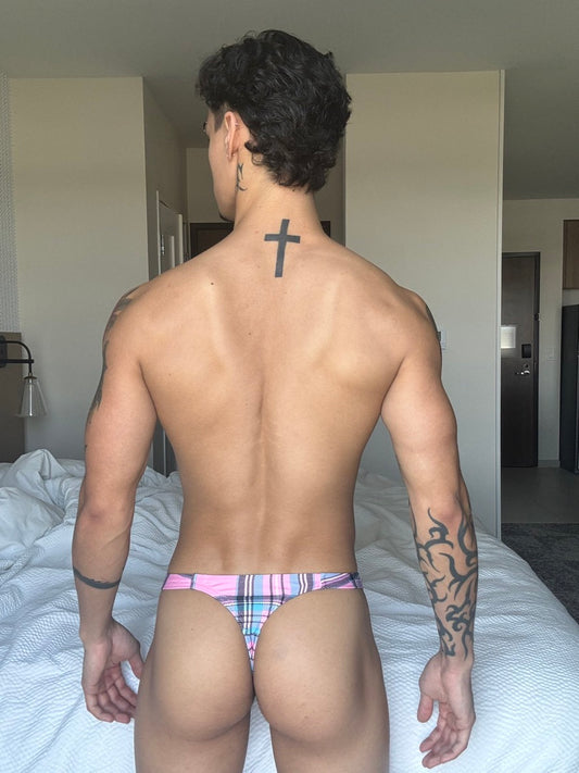SLUTTY PLAID PINK G-STRING THONG